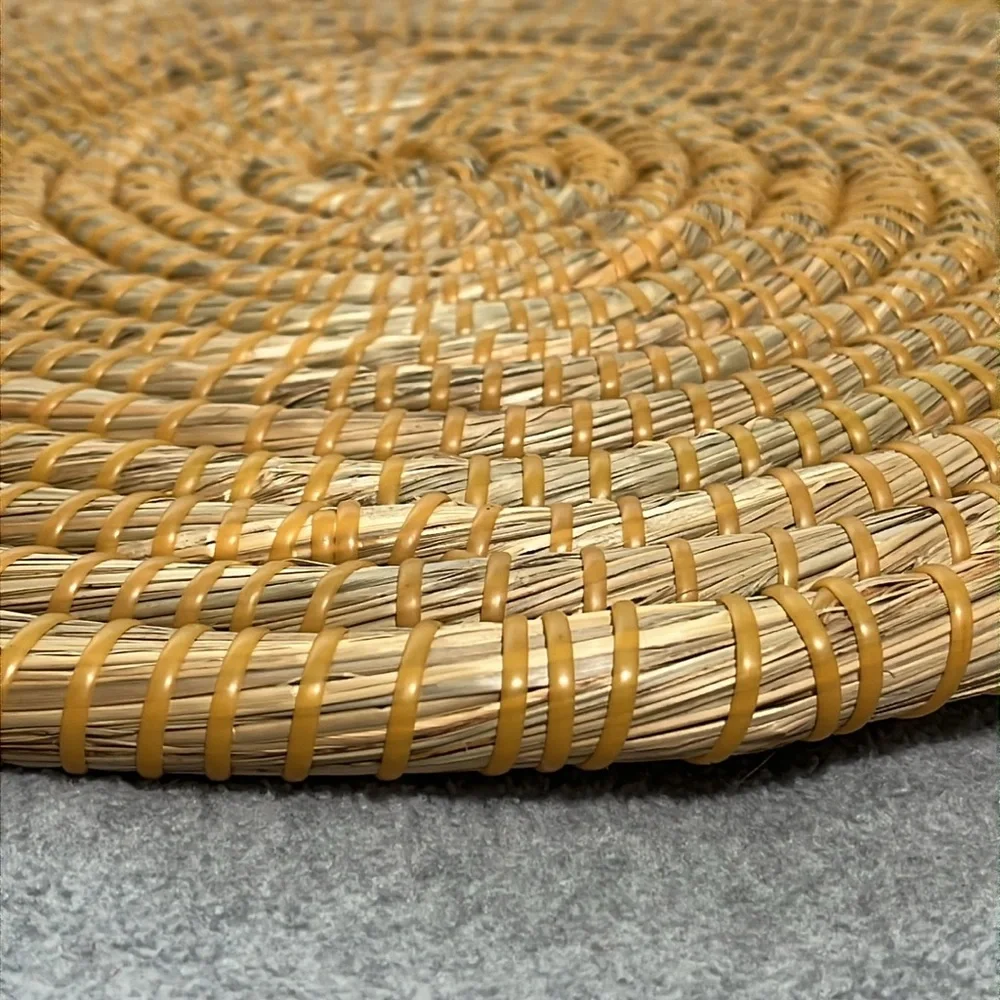 Boho Placemats Chargers Wall Decor Set of Two Round Straw Rustic Cottagecore